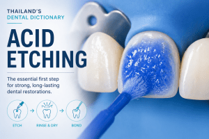 close up photo of acid etch being used on a tooth
