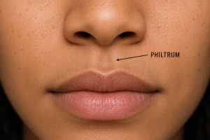 close up of the philtrum area