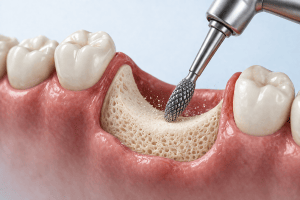 Alveoloplasty educational graphic to show the remodeling of the bone