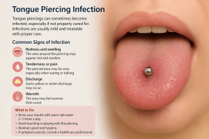 close up image showing infected tongue from tongue ring