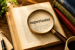 Close up  imagesof the word supertaster 