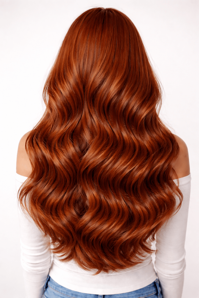 Red hair color close up to show what colors braces colors can look good with this hair color