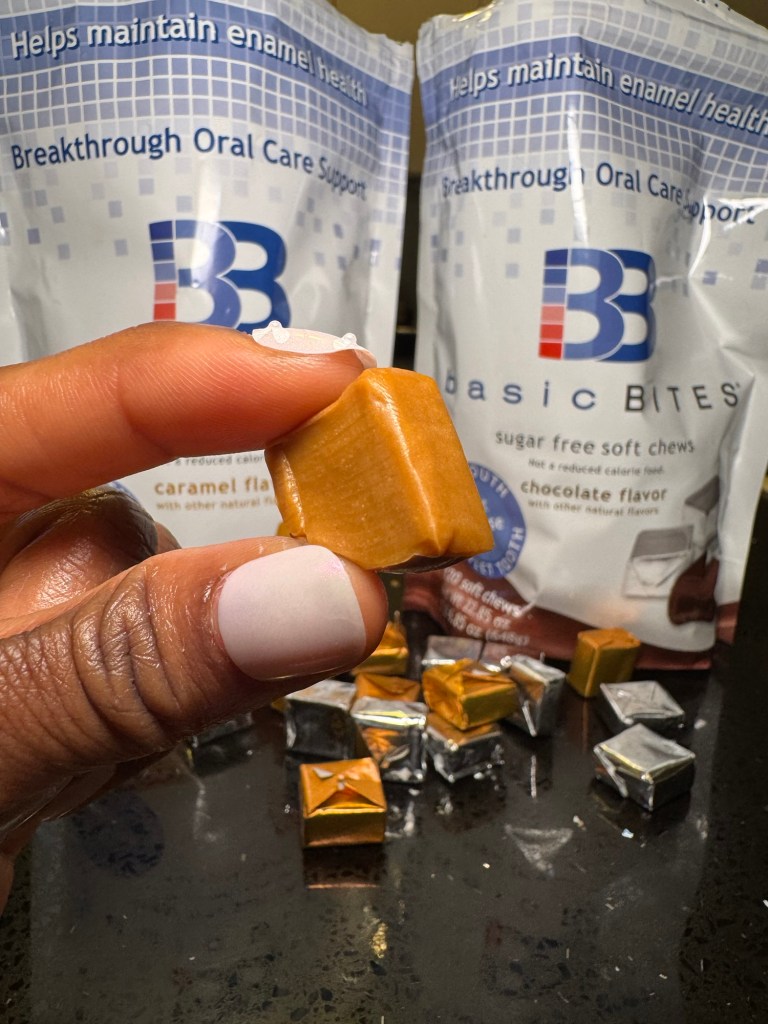 close up of Basic Bites dental chews that support the good bacteria in your mouth