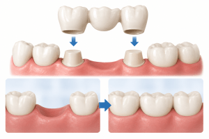 graphic showing what a dental bridge is