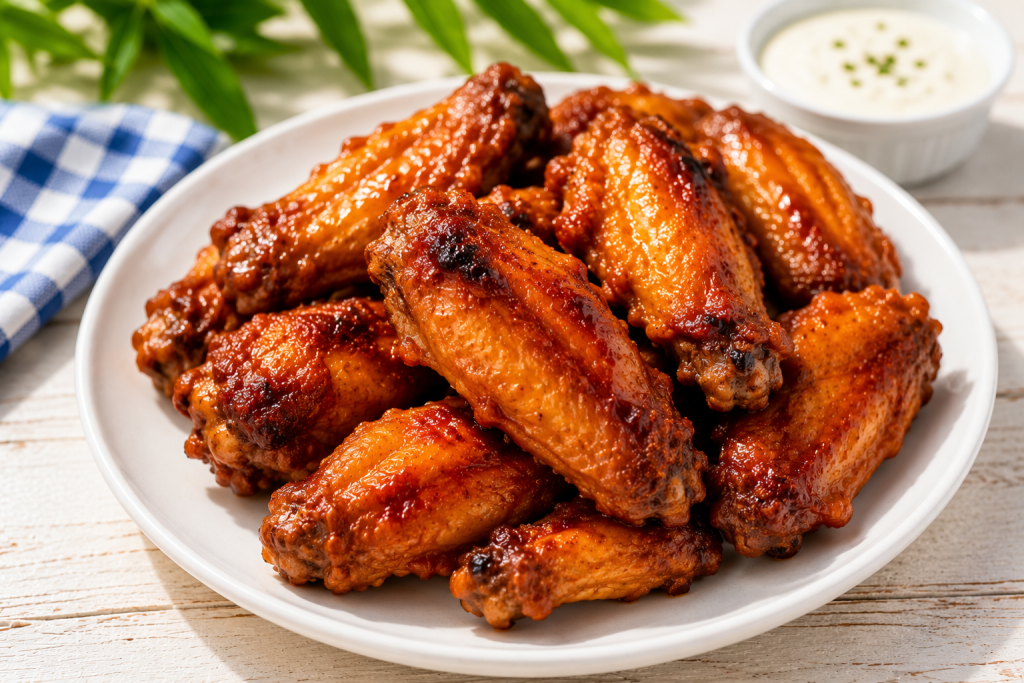 close up image of chicken wings