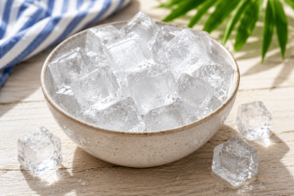 Close up image of a bowl of ice